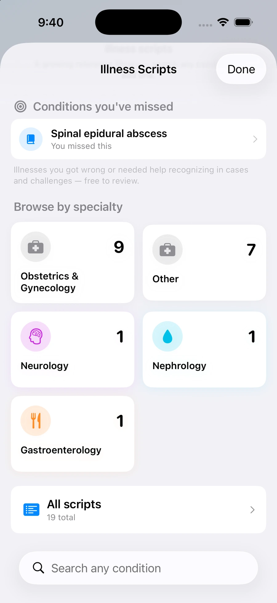 Illness Scripts library