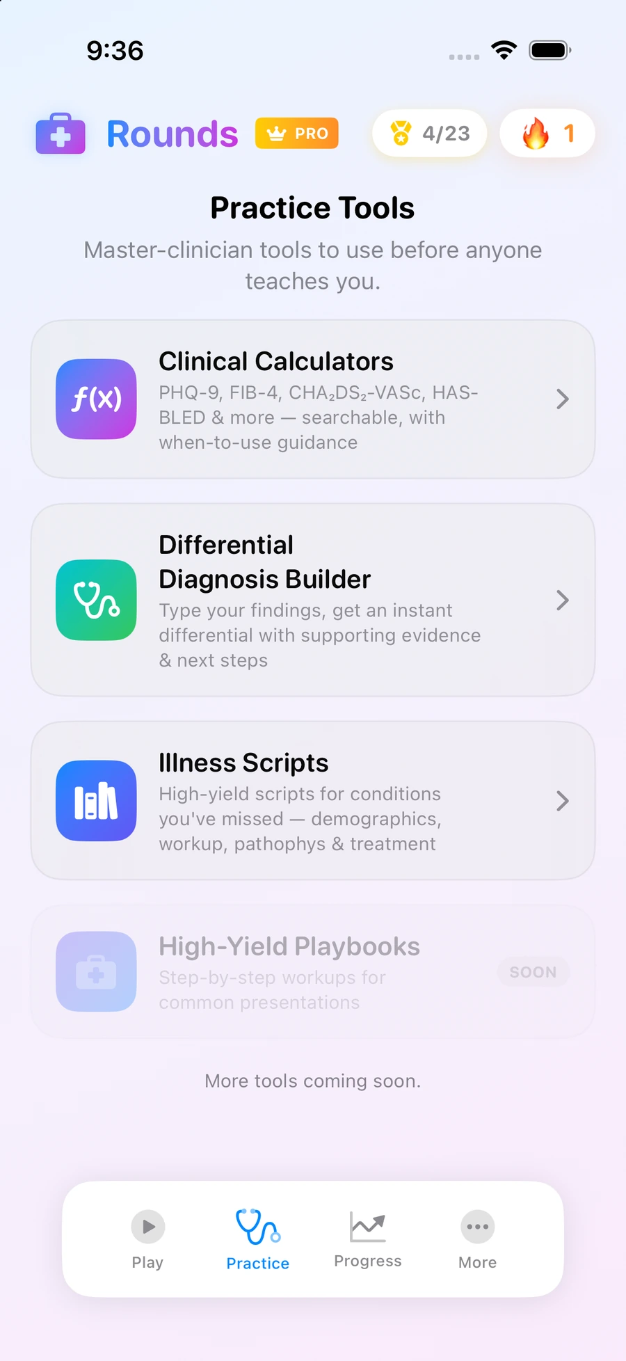 Practice Tools hub